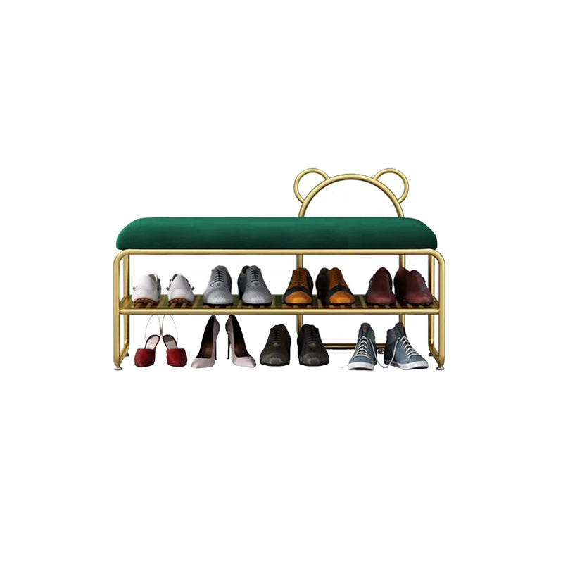 Modern Metal Entryway Bench Cushioned Rectangle Shoe Storage Seating Bench Green Gold Clearhalo 'Benches' 'Chairs & Seating' 'furn' 'furn_benches' 'Furniture' 'Living Room Furniture' 7139091