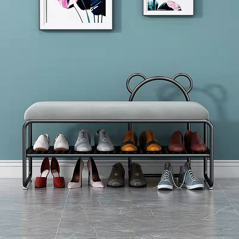Modern Metal Entryway Bench Cushioned Rectangle Shoe Storage Seating Bench 47"L x 13"W x 18"H Gray Black Clearhalo 'Benches' 'Chairs & Seating' 'furn' 'furn_benches' 'Furniture' 'Living Room Furniture' 7139092