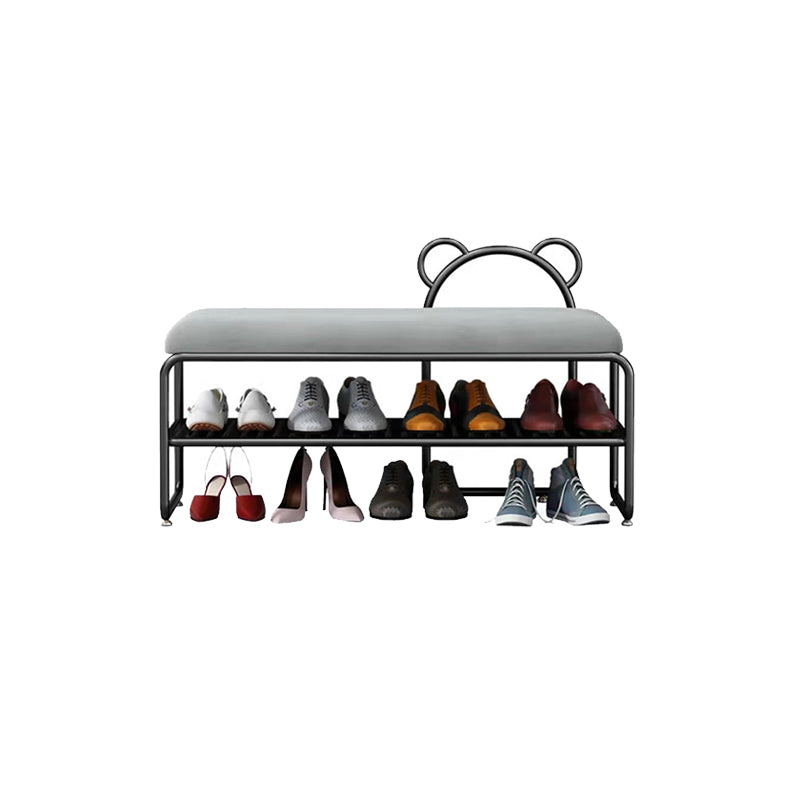 Modern Metal Entryway Bench Cushioned Rectangle Shoe Storage Seating Bench Gray Black Clearhalo 'Benches' 'Chairs & Seating' 'furn' 'furn_benches' 'Furniture' 'Living Room Furniture' 7139094