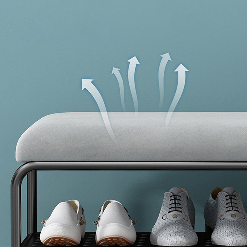 Modern Metal Entryway Bench Cushioned Rectangle Shoe Storage Seating Bench Clearhalo 'Benches' 'Chairs & Seating' 'furn' 'furn_benches' 'Furniture' 'Living Room Furniture' 7139097