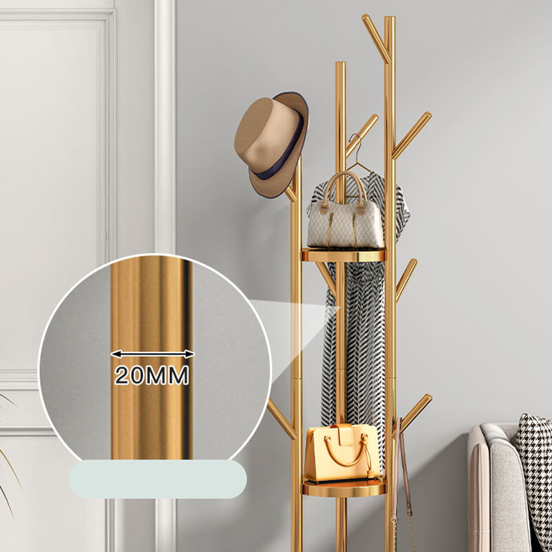 Metal Entry Hall Tree Marble Base Coat Rock with 2 Shelves , 66.92" H Clearhalo 'Entry & Mudroom Furniture' 'furn' 'furn_hall_tree_coat_racks' 'Furniture' 'Hall Trees & Coat Racks' 'hall_tree_coat_racks' 7139165