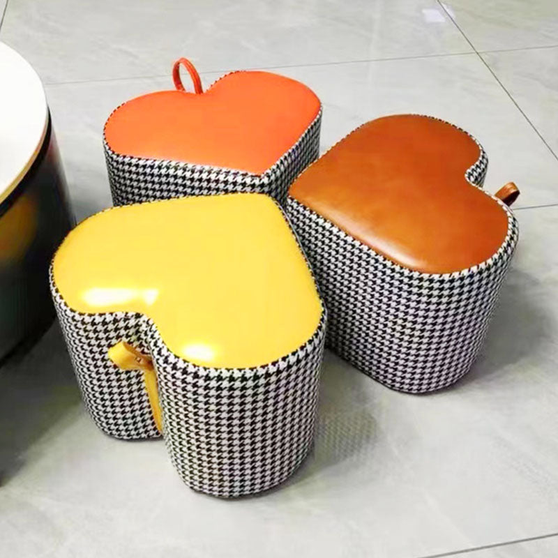 Moderne pouf osmanische Kunstleder gepolstert Houndstooth Heart Form Ottoman