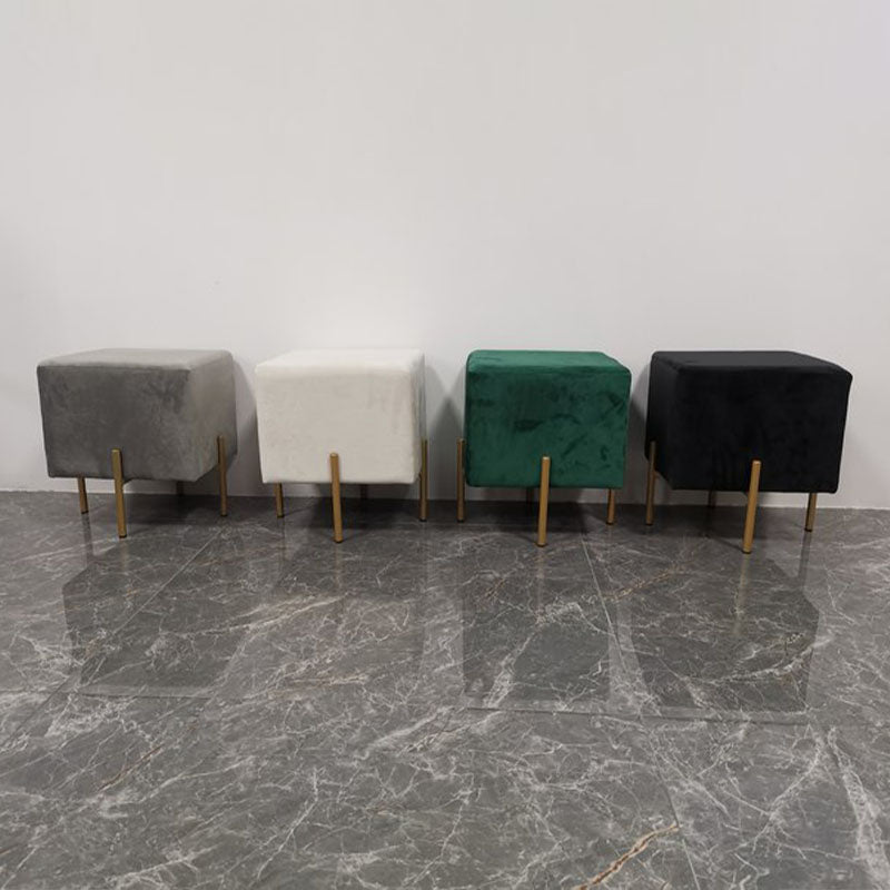 Glam Pouf Ottoman Velvet Upholstered Solid Color Square Ottoman with Metal Legs Clearhalo 'furn' 'furn_ottomans_poufs' 'Furniture' 'Living Room Furniture' 'Ottomans & Poufs' 'ottomans_poufs' 7139192
