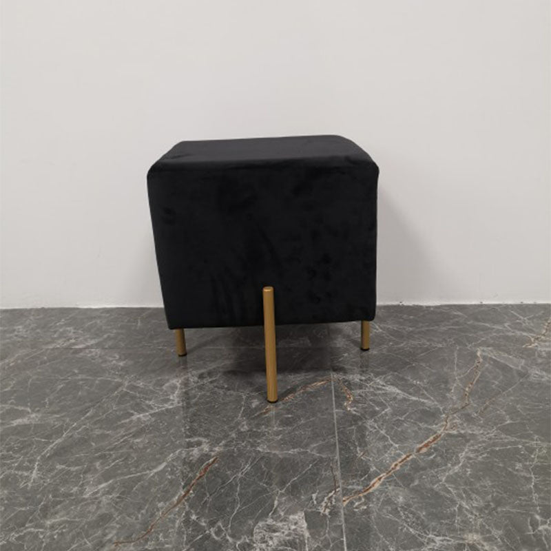 Glam Pouf Ottoman Velvet Upholstered Solid Color Square Ottoman with Metal Legs Black 1 Piece Clearhalo 'furn' 'furn_ottomans_poufs' 'Furniture' 'Living Room Furniture' 'Ottomans & Poufs' 'ottomans_poufs' 7139193