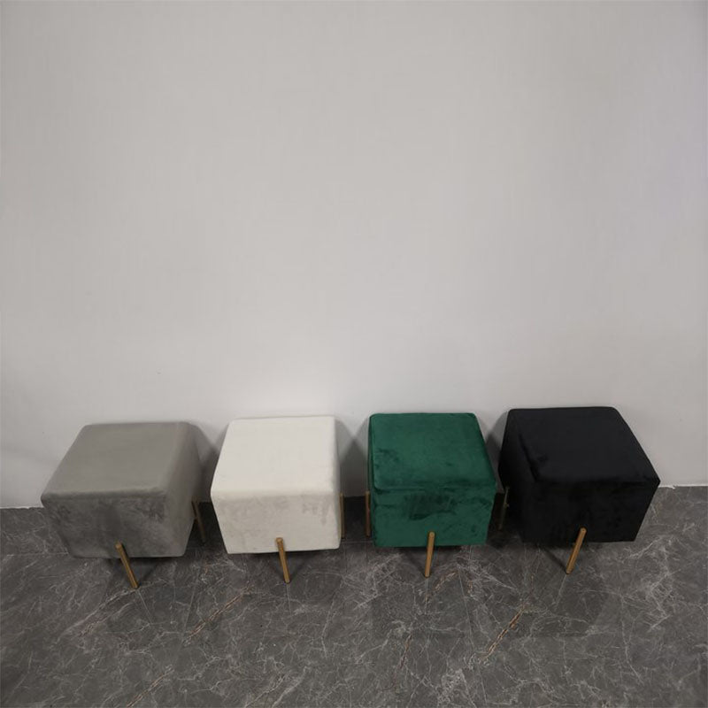 Glam Pouf Ottoman Velvet Upholstered Solid Color Square Ottoman with Metal Legs Clearhalo 'furn' 'furn_ottomans_poufs' 'Furniture' 'Living Room Furniture' 'Ottomans & Poufs' 'ottomans_poufs' 7139194