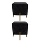 Glam Pouf Ottoman Velvet Upholstered Solid Color Square Ottoman with Metal Legs Black 2 Piece Set Clearhalo 'furn' 'furn_ottomans_poufs' 'Furniture' 'Living Room Furniture' 'Ottomans & Poufs' 'ottomans_poufs' 7139195