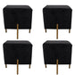 Glam Pouf Ottoman Velvet Upholstered Solid Color Square Ottoman with Metal Legs Black 4 Piece Set Clearhalo 'furn' 'furn_ottomans_poufs' 'Furniture' 'Living Room Furniture' 'Ottomans & Poufs' 'ottomans_poufs' 7139196