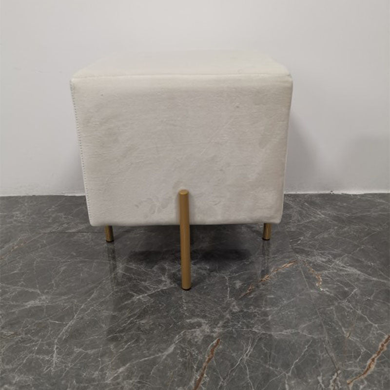 Glam Pouf Ottoman Velvet Upholstered Solid Color Square Ottoman with Metal Legs White 1 Piece Clearhalo 'furn' 'furn_ottomans_poufs' 'Furniture' 'Living Room Furniture' 'Ottomans & Poufs' 'ottomans_poufs' 7139198
