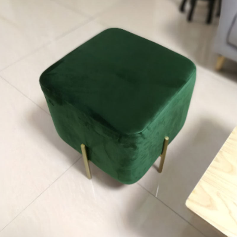Glam Pouf Ottoman Velvet Upholstered Solid Color Square Ottoman with Metal Legs Clearhalo 'furn' 'furn_ottomans_poufs' 'Furniture' 'Living Room Furniture' 'Ottomans & Poufs' 'ottomans_poufs' 7139199