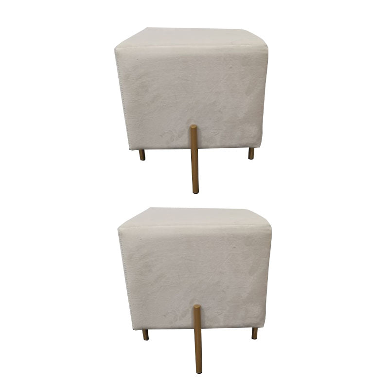 Glam Pouf Ottoman Velvet Upholstered Solid Color Square Ottoman with Metal Legs White 2 Piece Set Clearhalo 'furn' 'furn_ottomans_poufs' 'Furniture' 'Living Room Furniture' 'Ottomans & Poufs' 'ottomans_poufs' 7139200