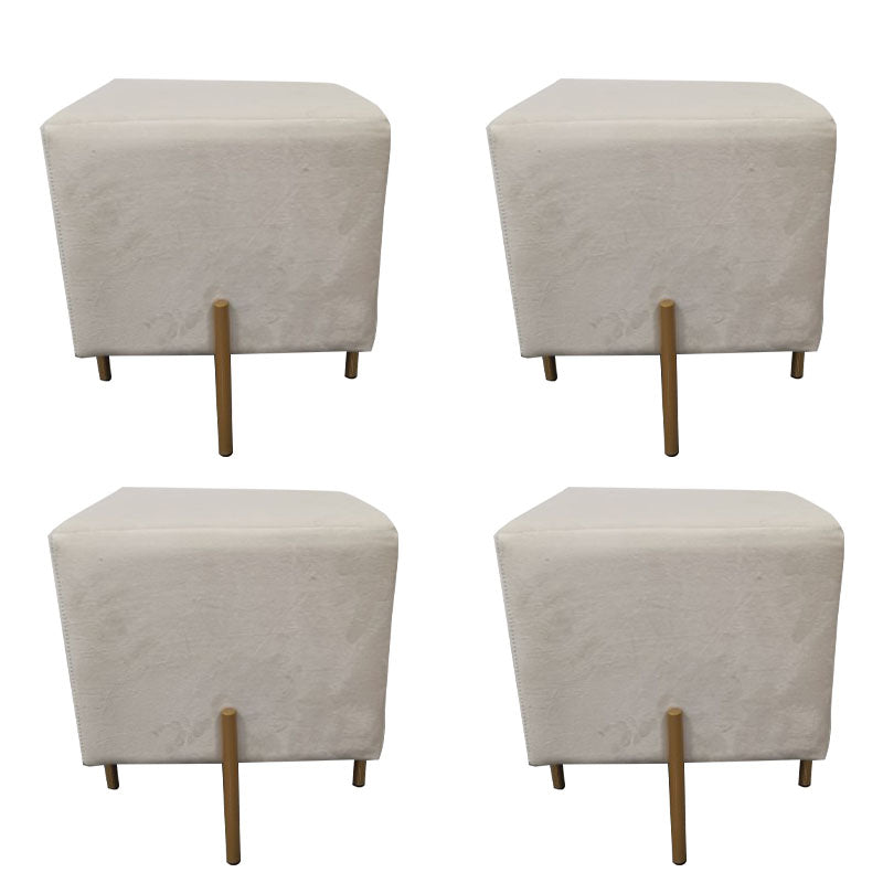 Glam Pouf Ottoman Velvet Upholstered Solid Color Square Ottoman with Metal Legs White 4 Piece Set Clearhalo 'furn' 'furn_ottomans_poufs' 'Furniture' 'Living Room Furniture' 'Ottomans & Poufs' 'ottomans_poufs' 7139203