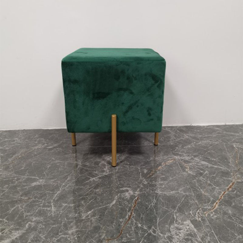 Glam Pouf Ottoman Velvet Upholstered Solid Color Square Ottoman with Metal Legs Green 1 Piece Clearhalo 'furn' 'furn_ottomans_poufs' 'Furniture' 'Living Room Furniture' 'Ottomans & Poufs' 'ottomans_poufs' 7139204