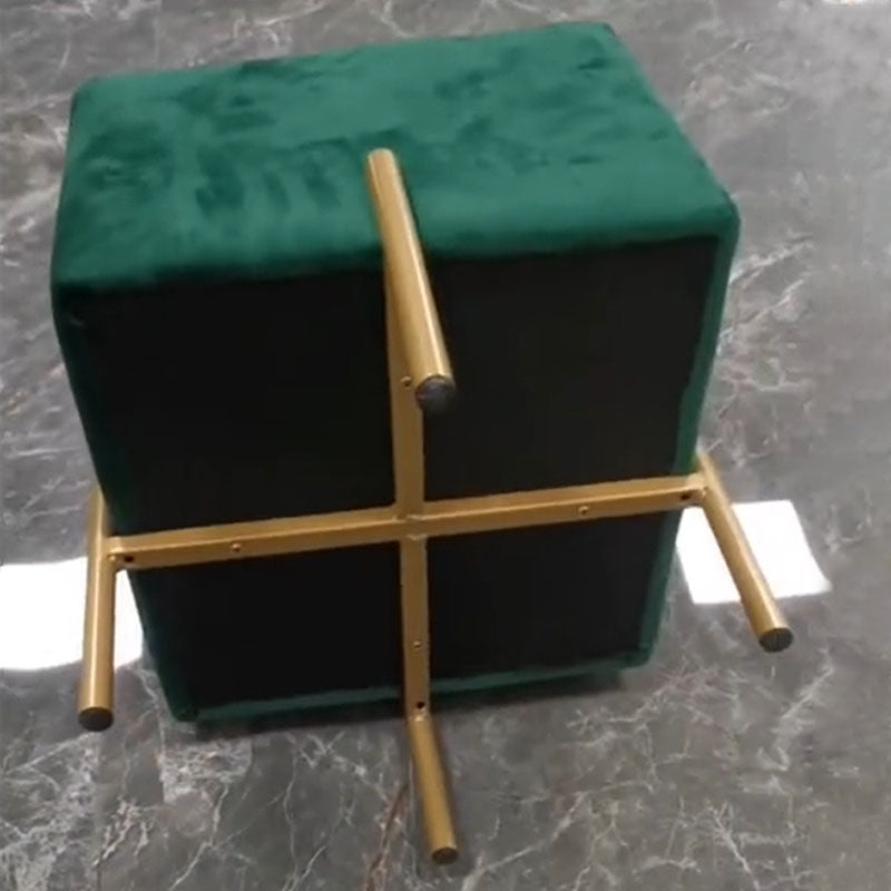 Glam Pouf Ottoman Velvet Upholstered Solid Color Square Ottoman with Metal Legs Clearhalo 'furn' 'furn_ottomans_poufs' 'Furniture' 'Living Room Furniture' 'Ottomans & Poufs' 'ottomans_poufs' 7139205