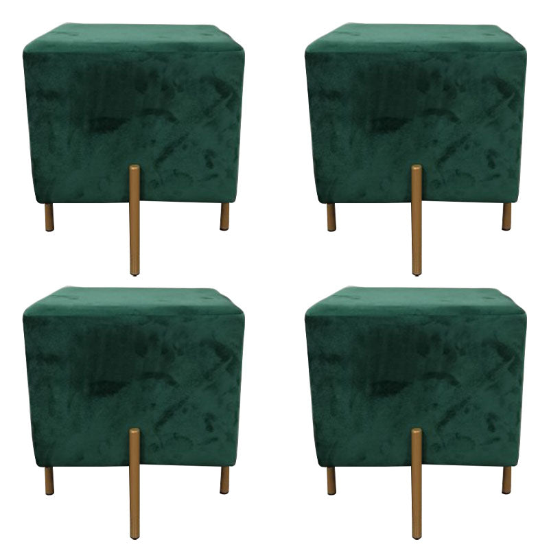 Glam Pouf Ottoman Velvet Upholstered Solid Color Square Ottoman with Metal Legs Green 4 Piece Set Clearhalo 'furn' 'furn_ottomans_poufs' 'Furniture' 'Living Room Furniture' 'Ottomans & Poufs' 'ottomans_poufs' 7139208