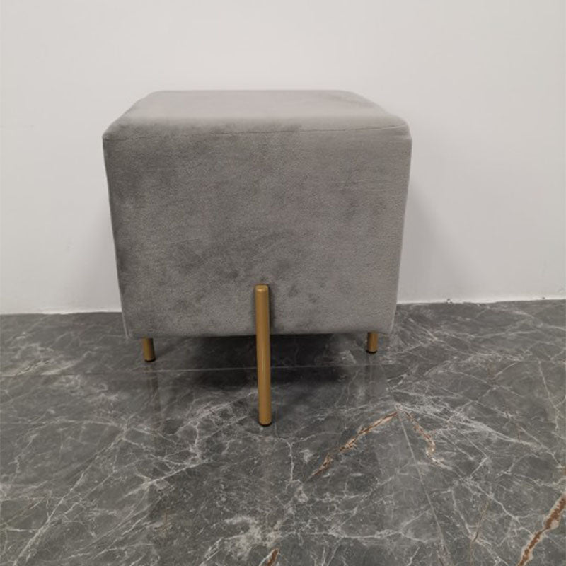 Glam Pouf Ottoman Velvet Upholstered Solid Color Square Ottoman with Metal Legs Gray 1 Piece Clearhalo 'furn' 'furn_ottomans_poufs' 'Furniture' 'Living Room Furniture' 'Ottomans & Poufs' 'ottomans_poufs' 7139211