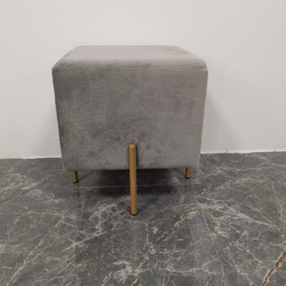 Glam Pouf Ottoman Velvet Upholstered Solid Color Square Ottoman with Metal Legs Gray 1 Piece Clearhalo 'furn' 'furn_ottomans_poufs' 'Furniture' 'Living Room Furniture' 'Ottomans & Poufs' 'ottomans_poufs' 7139211