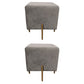 Glam Pouf Ottoman Velvet Upholstered Solid Color Square Ottoman with Metal Legs Gray 2 Piece Set Clearhalo 'furn' 'furn_ottomans_poufs' 'Furniture' 'Living Room Furniture' 'Ottomans & Poufs' 'ottomans_poufs' 7139212