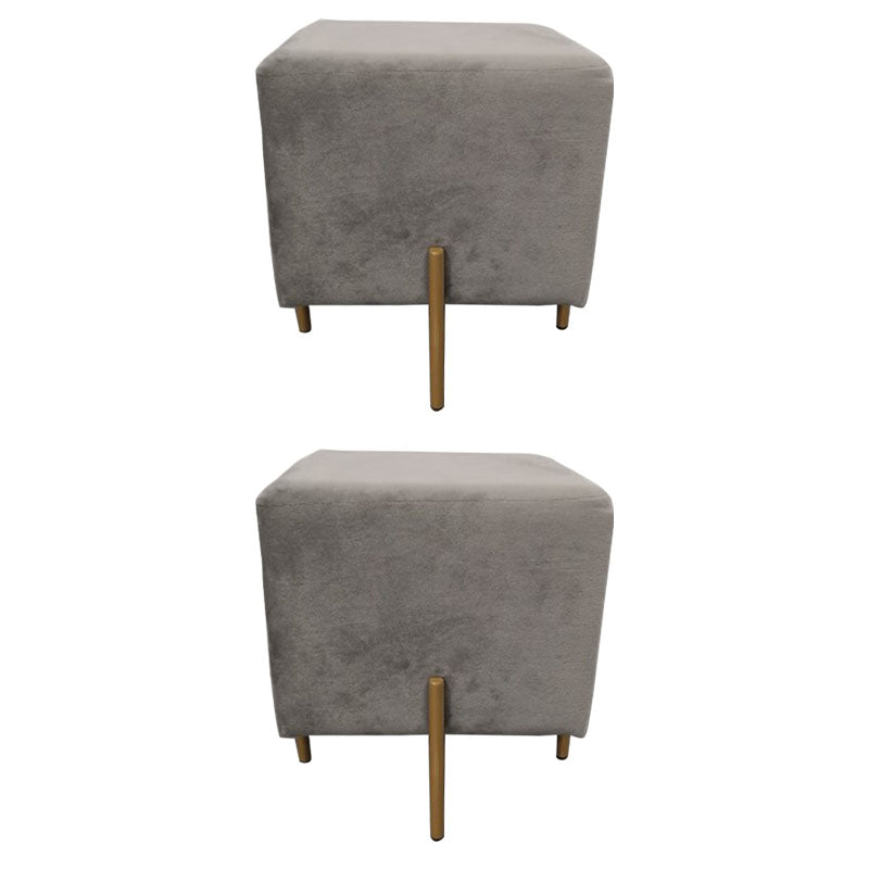 Glam Pouf Ottoman Velvet Upholstered Solid Color Square Ottoman with Metal Legs Gray 2 Piece Set Clearhalo 'furn' 'furn_ottomans_poufs' 'Furniture' 'Living Room Furniture' 'Ottomans & Poufs' 'ottomans_poufs' 7139212