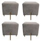 Glam Pouf Ottoman Velvet Upholstered Solid Color Square Ottoman with Metal Legs Gray 4 Piece Set Clearhalo 'furn' 'furn_ottomans_poufs' 'Furniture' 'Living Room Furniture' 'Ottomans & Poufs' 'ottomans_poufs' 7139213