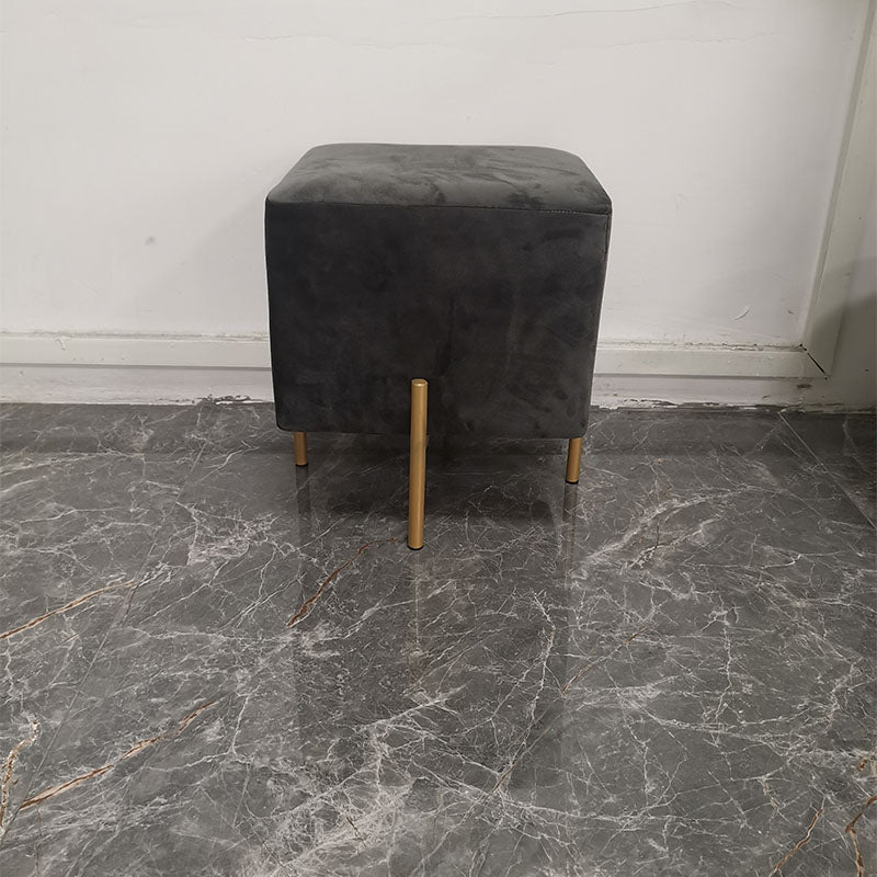 Glam Pouf Ottoman Velvet Upholstered Solid Color Square Ottoman with Metal Legs Dark Gray 1 Piece Clearhalo 'furn' 'furn_ottomans_poufs' 'Furniture' 'Living Room Furniture' 'Ottomans & Poufs' 'ottomans_poufs' 7139214