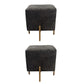 Glam Pouf Ottoman Velvet Upholstered Solid Color Square Ottoman with Metal Legs Dark Gray 2 Piece Set Clearhalo 'furn' 'furn_ottomans_poufs' 'Furniture' 'Living Room Furniture' 'Ottomans & Poufs' 'ottomans_poufs' 7139215