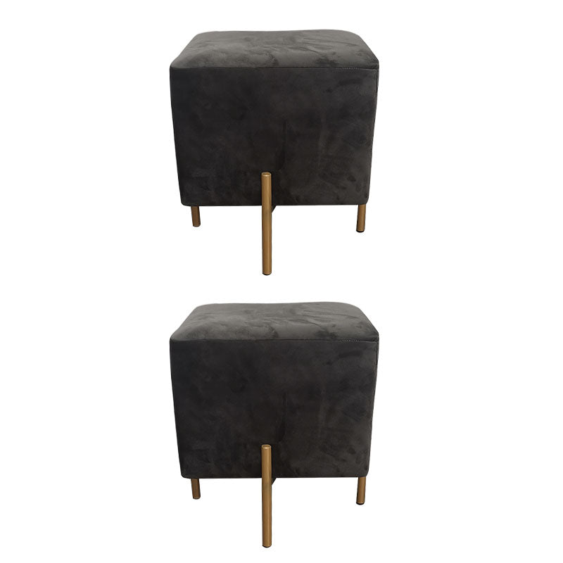 Glam Pouf Ottoman Velvet Upholstered Solid Color Square Ottoman with Metal Legs Dark Gray 2 Piece Set Clearhalo 'furn' 'furn_ottomans_poufs' 'Furniture' 'Living Room Furniture' 'Ottomans & Poufs' 'ottomans_poufs' 7139215