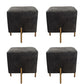 Glam Pouf Ottoman Velvet Upholstered Solid Color Square Ottoman with Metal Legs Dark Gray 4 Piece Set Clearhalo 'furn' 'furn_ottomans_poufs' 'Furniture' 'Living Room Furniture' 'Ottomans & Poufs' 'ottomans_poufs' 7139216