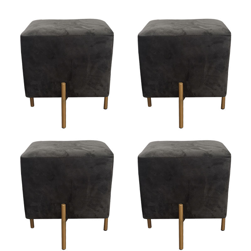 Glam Pouf Ottoman Velvet Upholstered Solid Color Square Ottoman with Metal Legs Dark Gray 4 Piece Set Clearhalo 'furn' 'furn_ottomans_poufs' 'Furniture' 'Living Room Furniture' 'Ottomans & Poufs' 'ottomans_poufs' 7139216