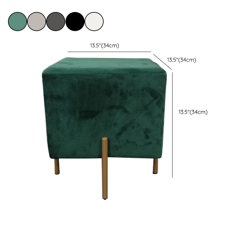 Glam Pouf Ottoman Velvet Upholstered Solid Color Square Ottoman with Metal Legs Clearhalo 'furn' 'furn_ottomans_poufs' 'Furniture' 'Living Room Furniture' 'Ottomans & Poufs' 'ottomans_poufs' 7139217