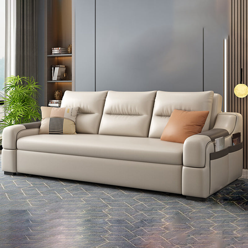 Contemporary Foldable Futon Sleeper White Futon Sleeper Sofa with Storage Clearhalo 'furn' 'furn_futons' 'Furniture' 'Futons & Daybeds' 'Futons' 'Living Room Furniture' 7139473