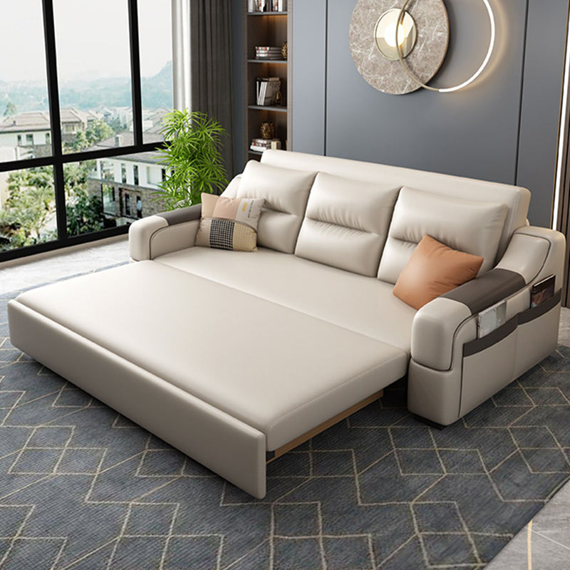 Contemporary Foldable Futon Sleeper White Futon Sleeper Sofa with Storage Clearhalo 'furn' 'furn_futons' 'Furniture' 'Futons & Daybeds' 'Futons' 'Living Room Furniture' 7139476