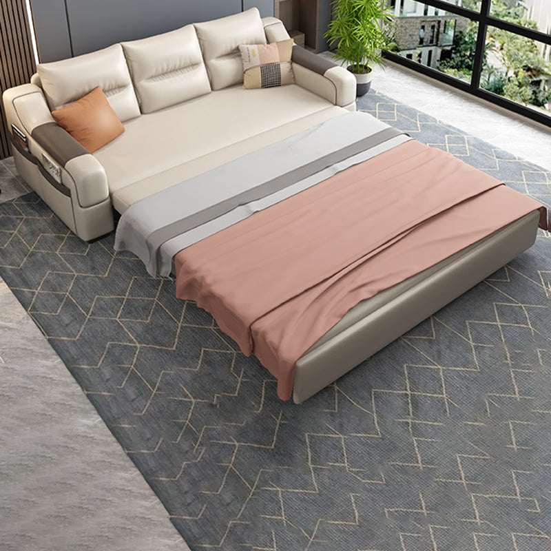 Contemporary Foldable Futon Sleeper White Futon Sleeper Sofa with Storage Clearhalo 'furn' 'furn_futons' 'Furniture' 'Futons & Daybeds' 'Futons' 'Living Room Furniture' 7139487