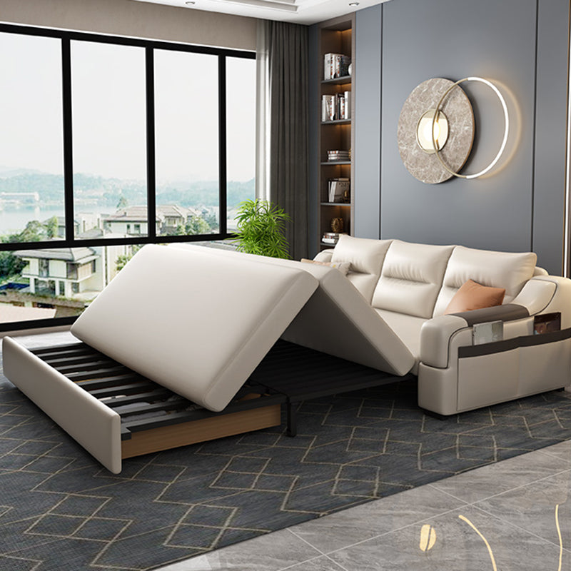 Contemporary Foldable Futon Sleeper White Futon Sleeper Sofa with Storage Clearhalo 'furn' 'furn_futons' 'Furniture' 'Futons & Daybeds' 'Futons' 'Living Room Furniture' 7139488