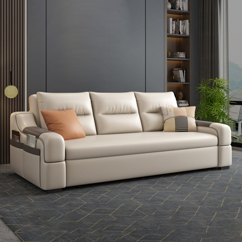 Contemporary Foldable Futon Sleeper White Futon Sleeper Sofa with Storage Clearhalo 'furn' 'furn_futons' 'Furniture' 'Futons & Daybeds' 'Futons' 'Living Room Furniture' 7139489