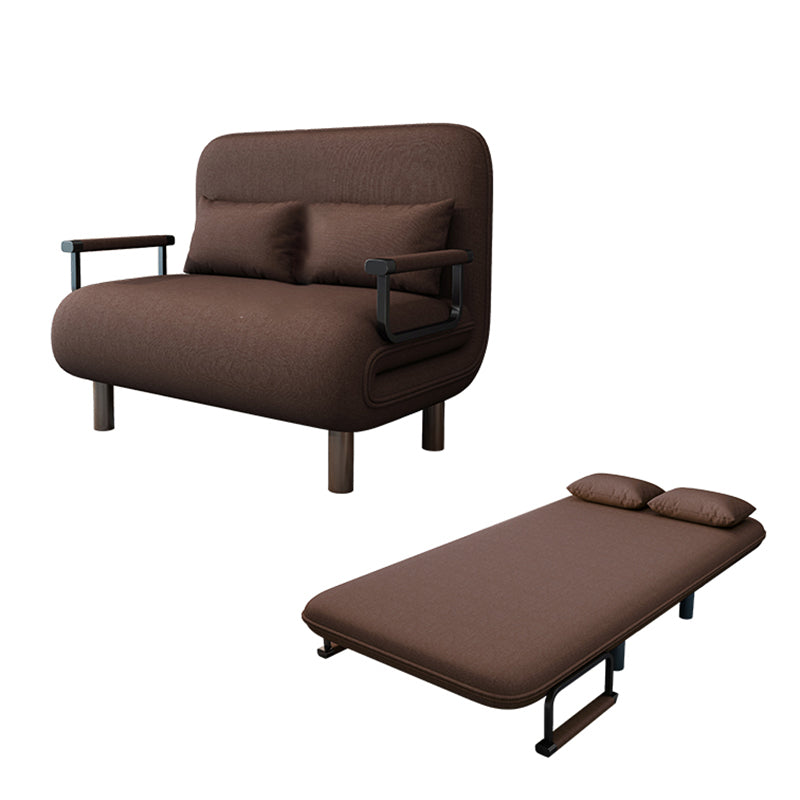 Contemporary Foldable Futon Sleeper Metal Futon and Mattress Dark Coffee Clearhalo 'furn' 'furn_futons' 'Furniture' 'Futons & Daybeds' 'Futons' 'Living Room Furniture' 7141179