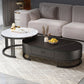 Glam Coffee Table Oval Nesting Nesting Coffee Table with Drawer Slate Cocktail Table Black White Black Clearhalo 'Coffee & Accent Tables' 'Coffee Tables' 'coffee_tables' 'furn' 'furn_coffee_tables' 'Furniture' 'Living Room Furniture' 7141271