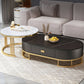 Glam Coffee Table Oval Nesting Nesting Coffee Table with Drawer Slate Cocktail Table Clearhalo 'Coffee & Accent Tables' 'Coffee Tables' 'coffee_tables' 'furn' 'furn_coffee_tables' 'Furniture' 'Living Room Furniture' 7141274