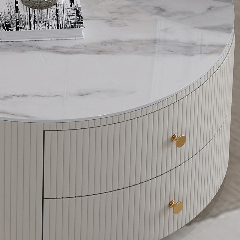 Mesa de centro con tapa de piedra y estructura de pizarra, juego de mesa de centro Glam con 2 cajones