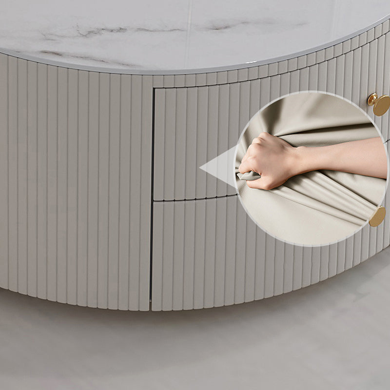 Mesa de centro con tapa de piedra y estructura de pizarra, juego de mesa de centro Glam con 2 cajones