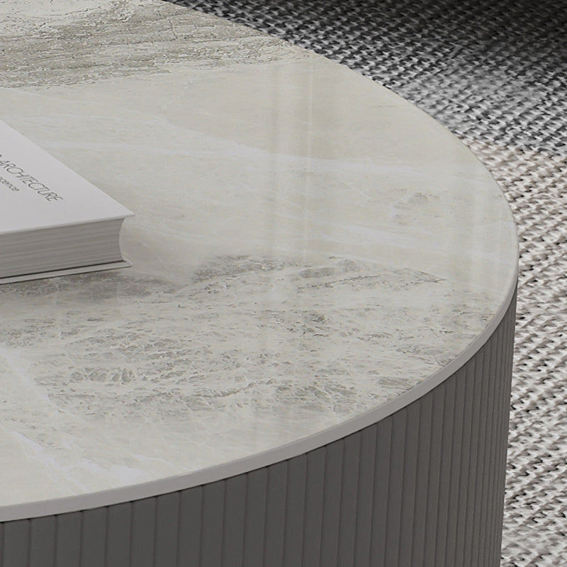 Mesa de centro con tapa de piedra y estructura de pizarra, juego de mesa de centro Glam con 2 cajones