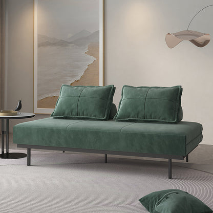 Scandinavian Futon Sofa Bed Fabric Pillow Back Armless With Chrome Legs Sleeper Sofa