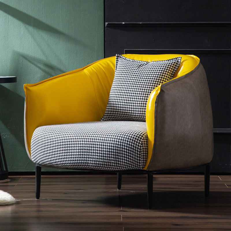 Modern Pillow Back Chair 4 Legs Upholstered Sloped Arms Chair