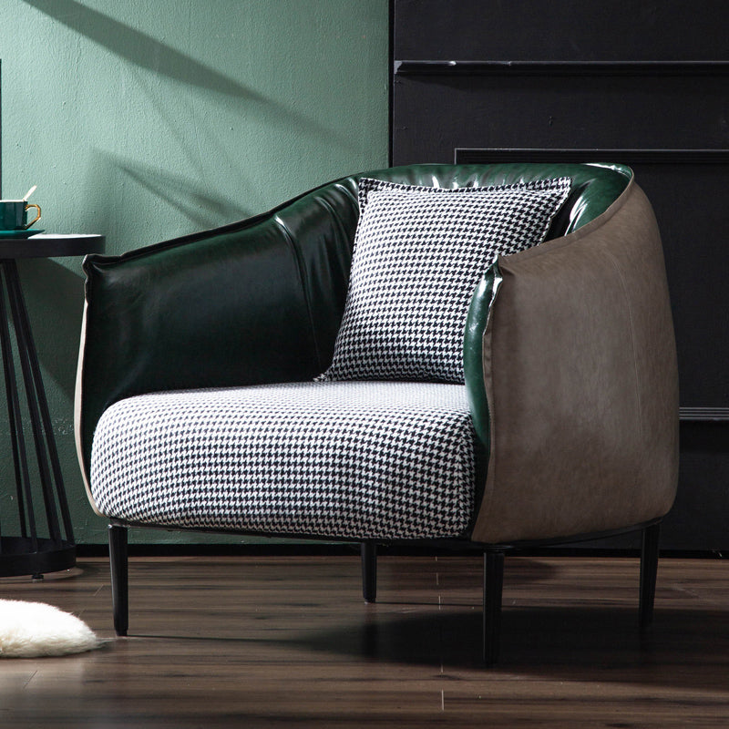 Modern Pillow Back Chair 4 Legs Upholstered Sloped Arms Chair