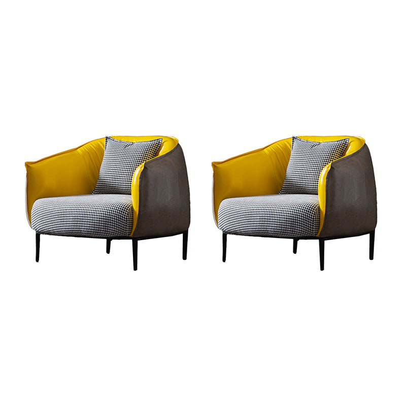 Modern Pillow Back Chair 4 Legs Upholstered Sloped Arms Chair