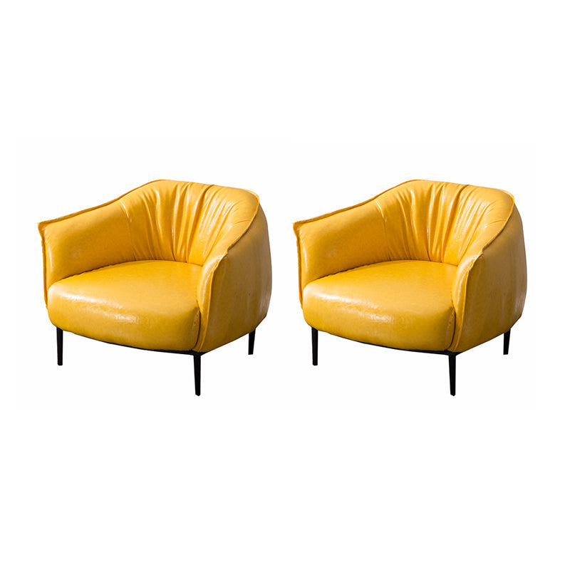 Modern Pillow Back Chair 4 Legs Upholstered Sloped Arms Chair