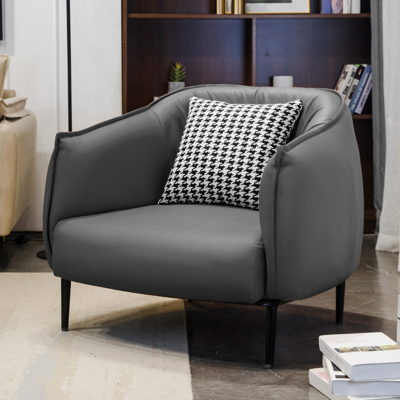 Modern Pillow Back Chair 4 Legs Upholstered Sloped Arms Chair