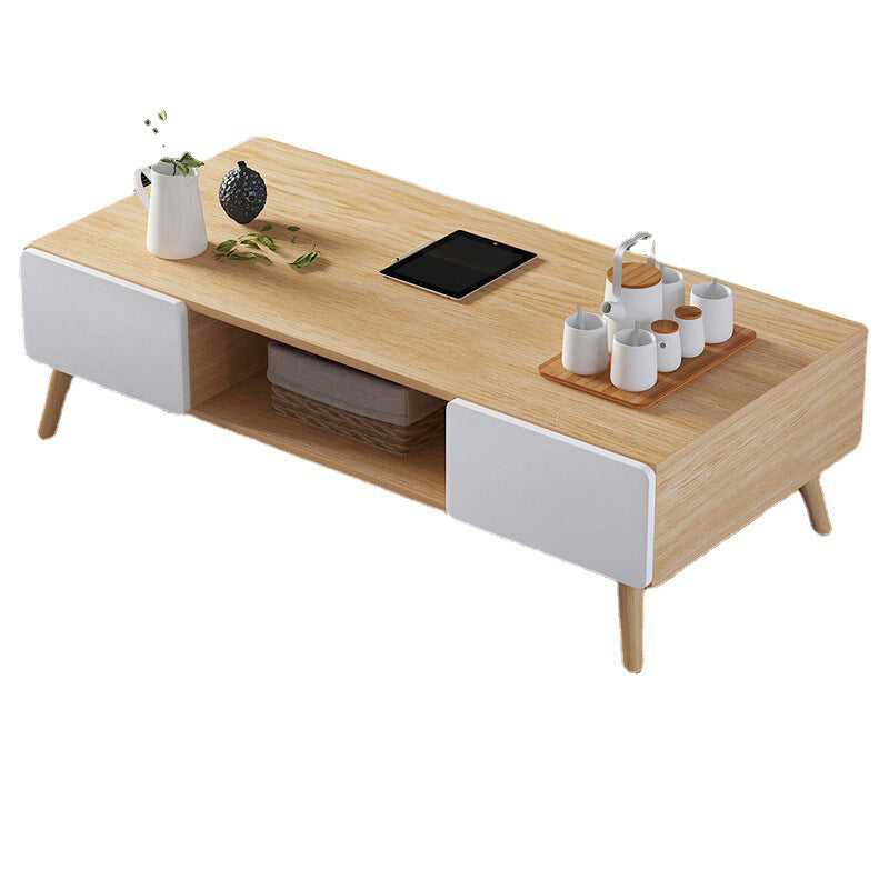 Wood Coffee Table Modern Single Coffee Table with with Storage Drawers Clearhalo 'Coffee & Accent Tables' 'Coffee Tables' 'coffee_tables' 'furn' 'furn_coffee_tables' 'Furniture' 'Living Room Furniture' 7141583