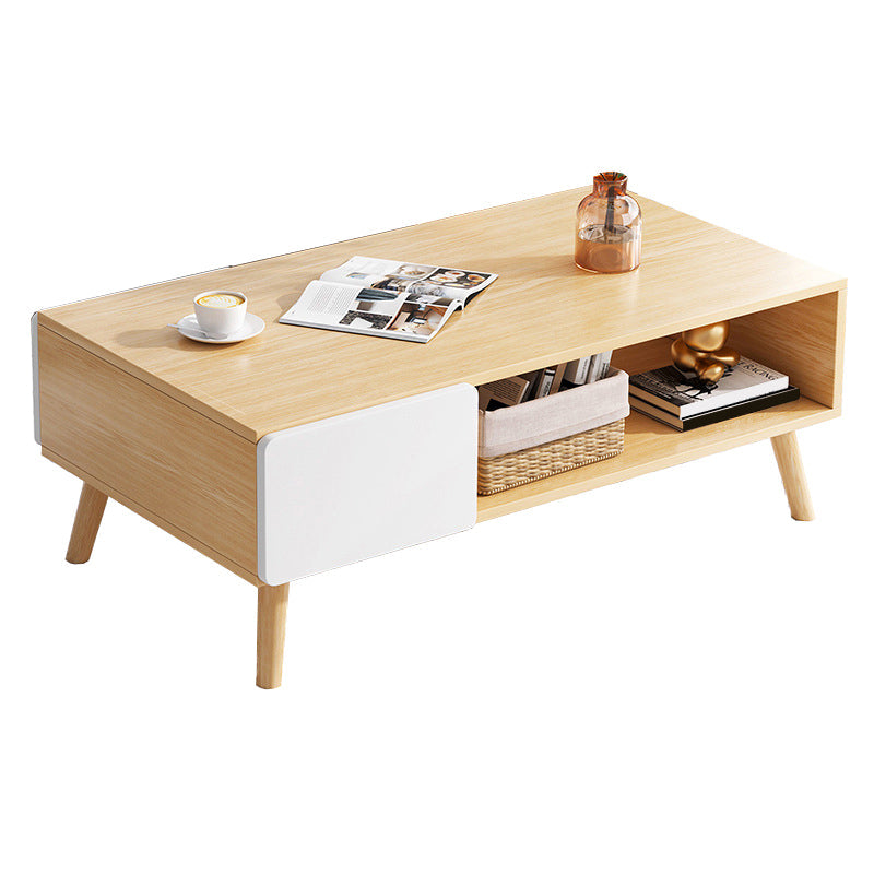 Wood Coffee Table Modern Single Coffee Table with with Storage Drawers Clearhalo 'Coffee & Accent Tables' 'Coffee Tables' 'coffee_tables' 'furn' 'furn_coffee_tables' 'Furniture' 'Living Room Furniture' 7141597