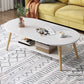 Wood Coffee Table Modern Single Coffee Table with with Storage Drawers 39"L x 20"W x 17"H White Oval Clearhalo 'Coffee & Accent Tables' 'Coffee Tables' 'coffee_tables' 'furn' 'furn_coffee_tables' 'Furniture' 'Living Room Furniture' 7141603
