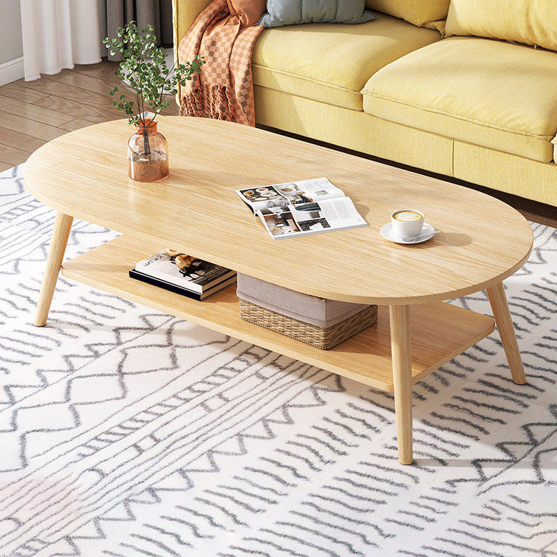 Wood Coffee Table Modern Single Coffee Table with with Storage Drawers 47"L x 24"W x 16.5"H Wood Oval Clearhalo 'Coffee & Accent Tables' 'Coffee Tables' 'coffee_tables' 'furn' 'furn_coffee_tables' 'Furniture' 'Living Room Furniture' 7141604